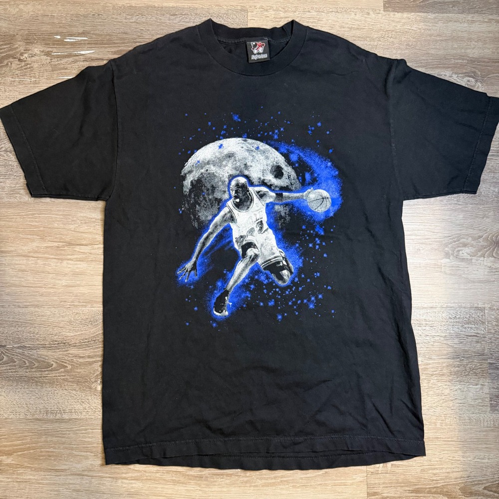 Vintage Freshnes Michael Jordan Moon Galaxy Graphic T-Shirt Black Mens Large L